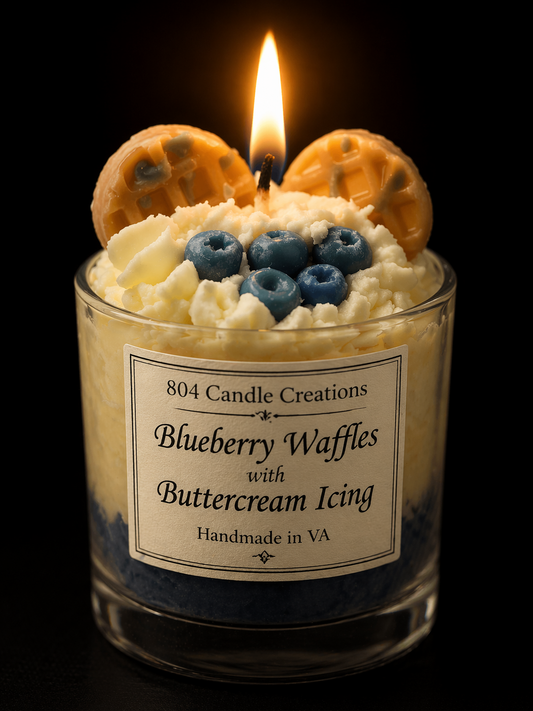 Blueberry Waffles with Buttercream Icing Dessert Candle